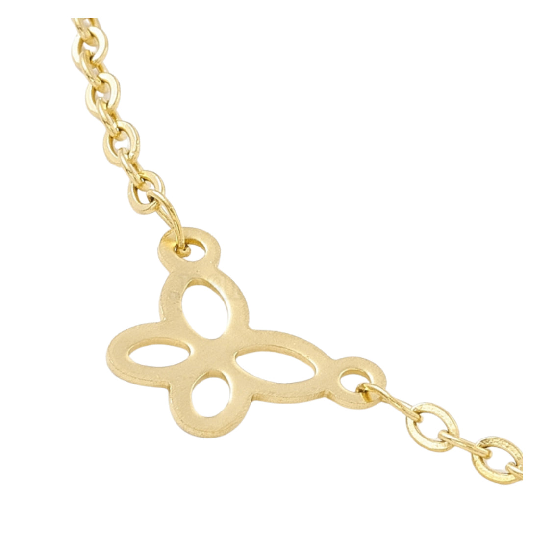 18k Gold plated stainless steel butterfly ankle bracelet close up