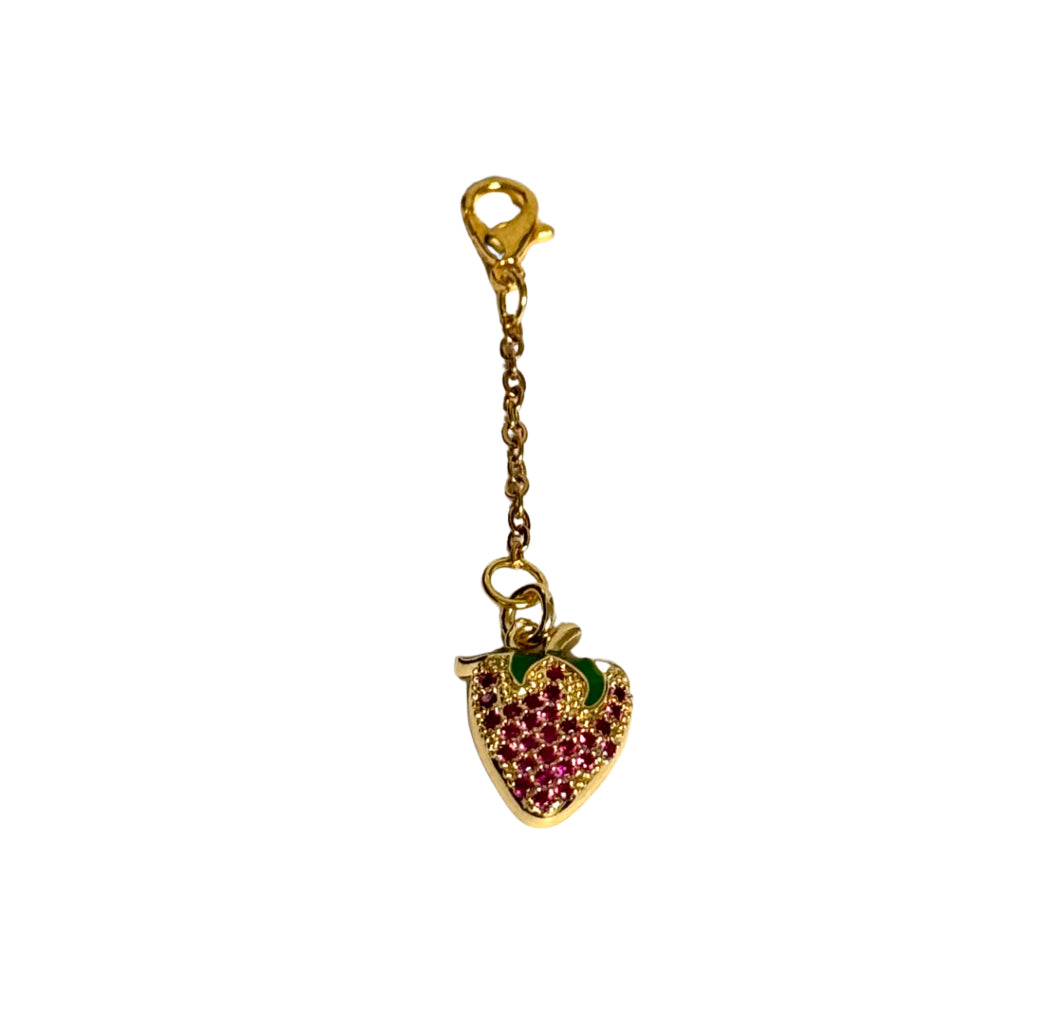 Gold Strawberry Pave Charm