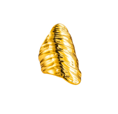 Elegant and durable 18k gold-plated 304 stainless steel, adjustable statement ring with a smooth polished finish, designed with a lightweight and tarnish resistant material for long wearing timeless sophistication.