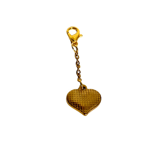 Gold Striped-Heart Charm