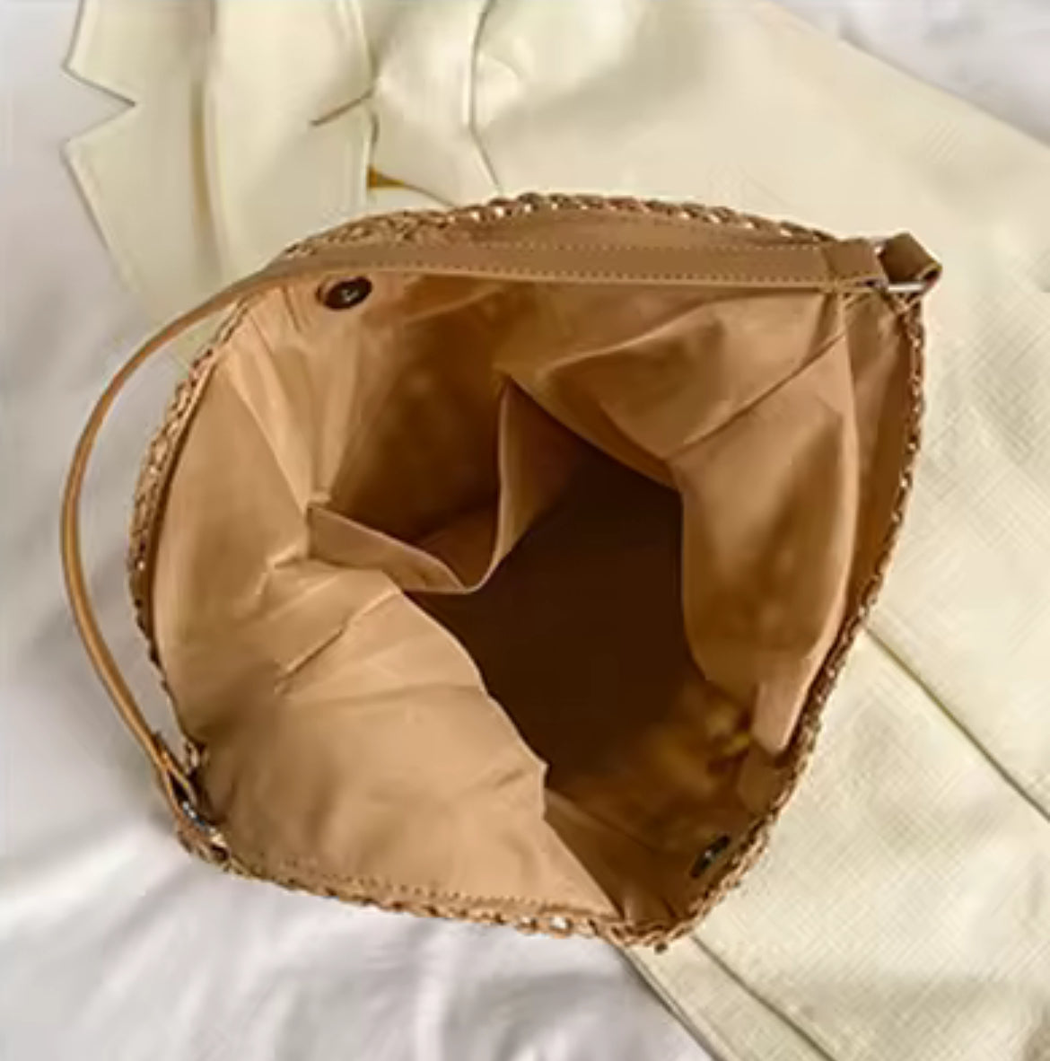 Summer tote bag open bag overhead view